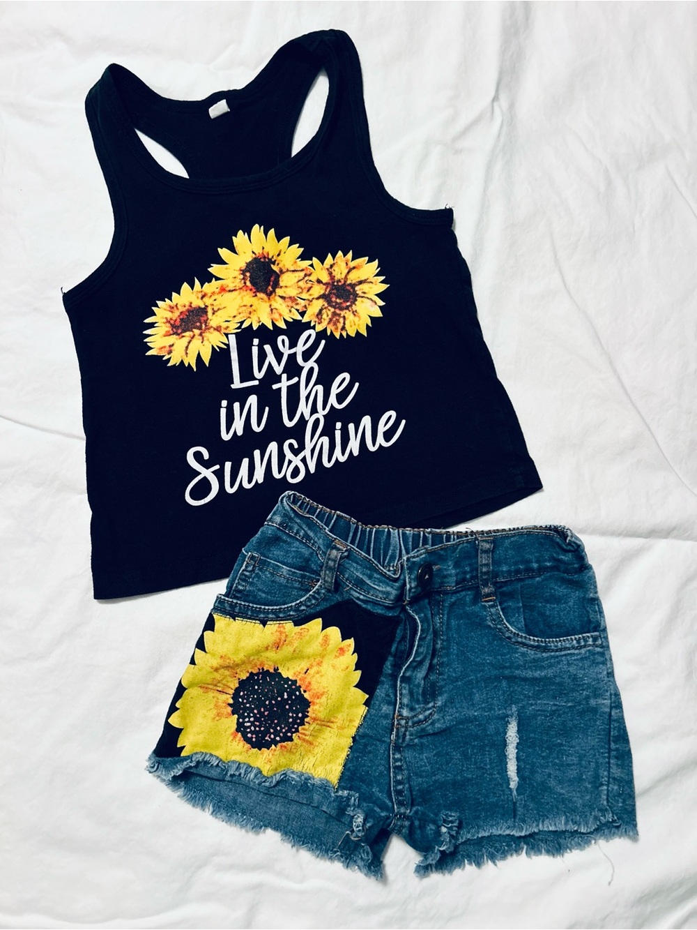 Kids Black Sunflower Tank Top - Live in the Sunshine